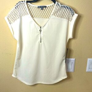 Short sleeve cream blouse size medium